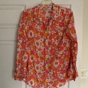 Like new Old Navy Pink and Orange Floral Shirt button down Sz L